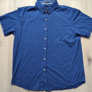 Butter Cloth Shirt Mens XL Blue Anchor Print Regular Fit Icy Cotton Buttercloth